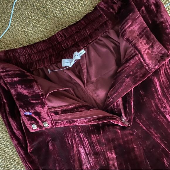 GOOD AMERICAN $159 Crinkle Velvet PANTS Size 1 = Small High Waist Wide Leg Port - Picture 9 of 13